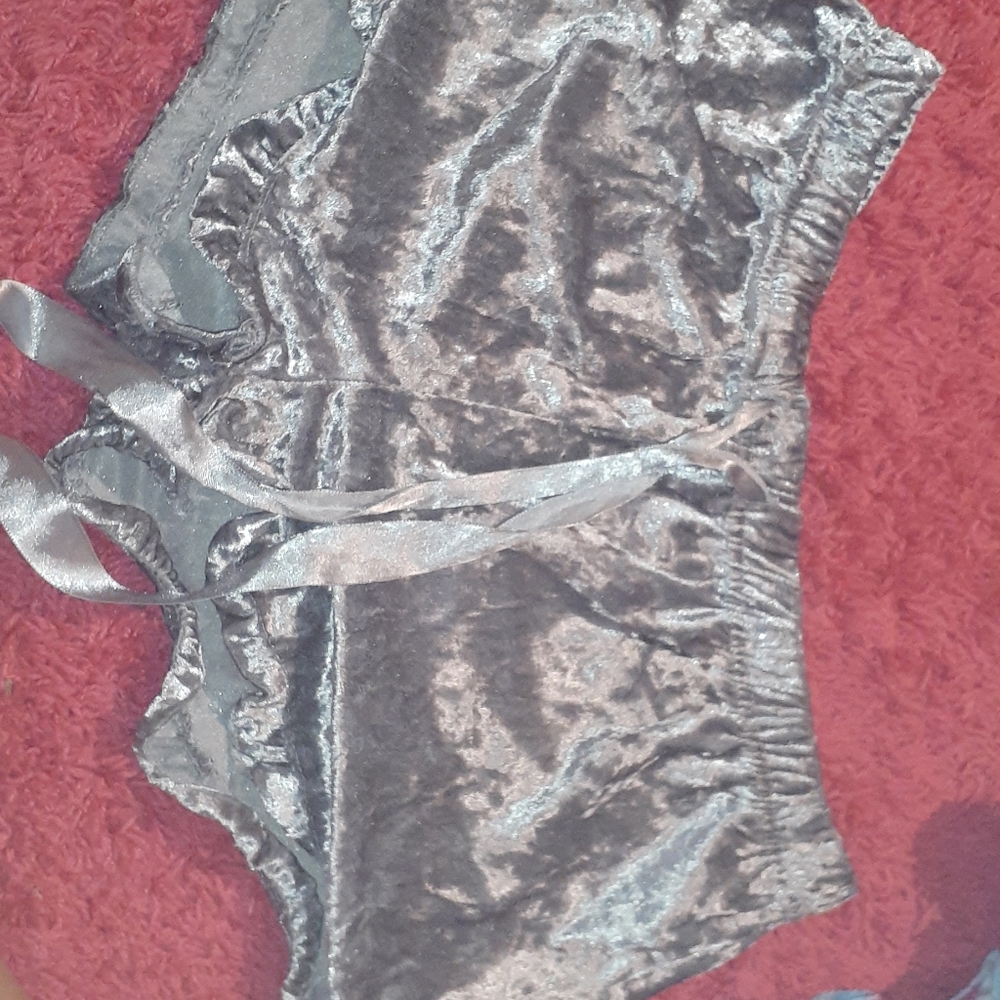 Gray/silver velvet shorts